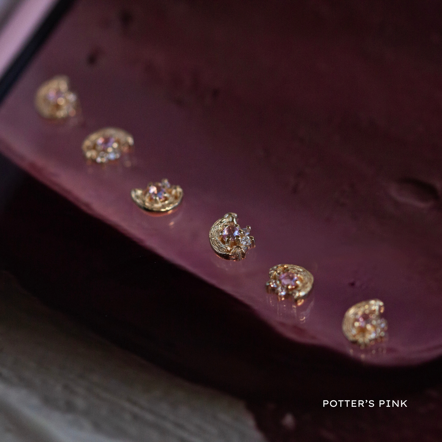 Potter's Pink with Pink Sapphire with Diamond Threaded End