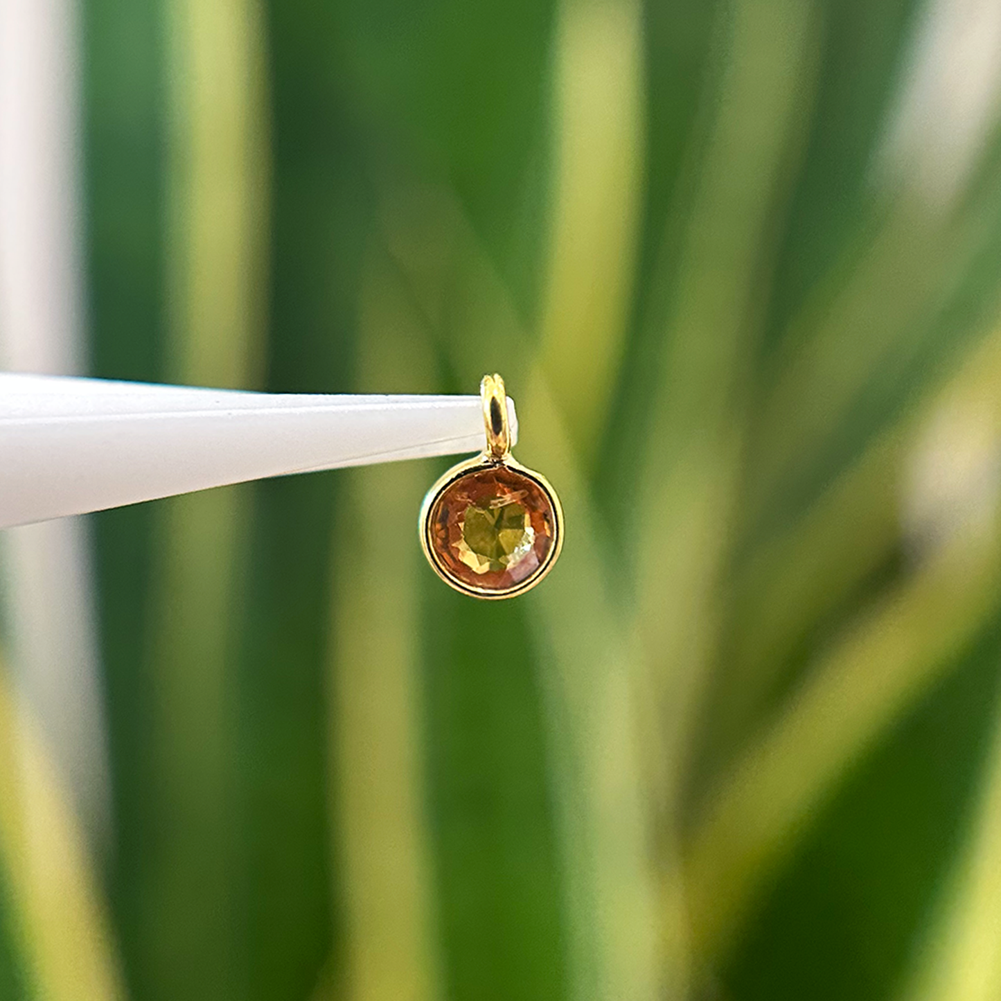 Round Orange Sapphire Charm