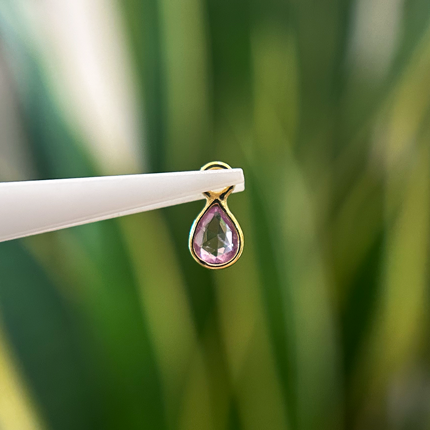 Pink Tourmaline Teardrop Charm