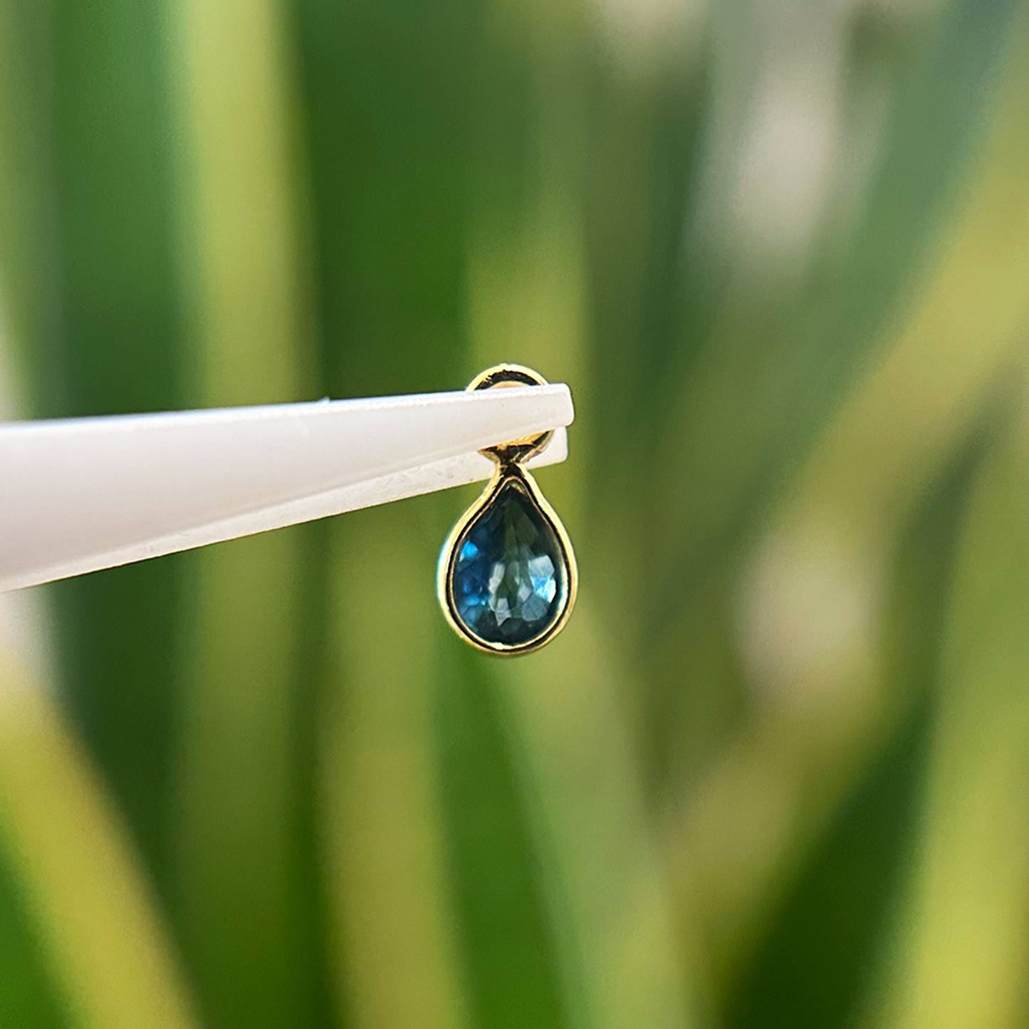 Teal Sapphire Teardrop Charm