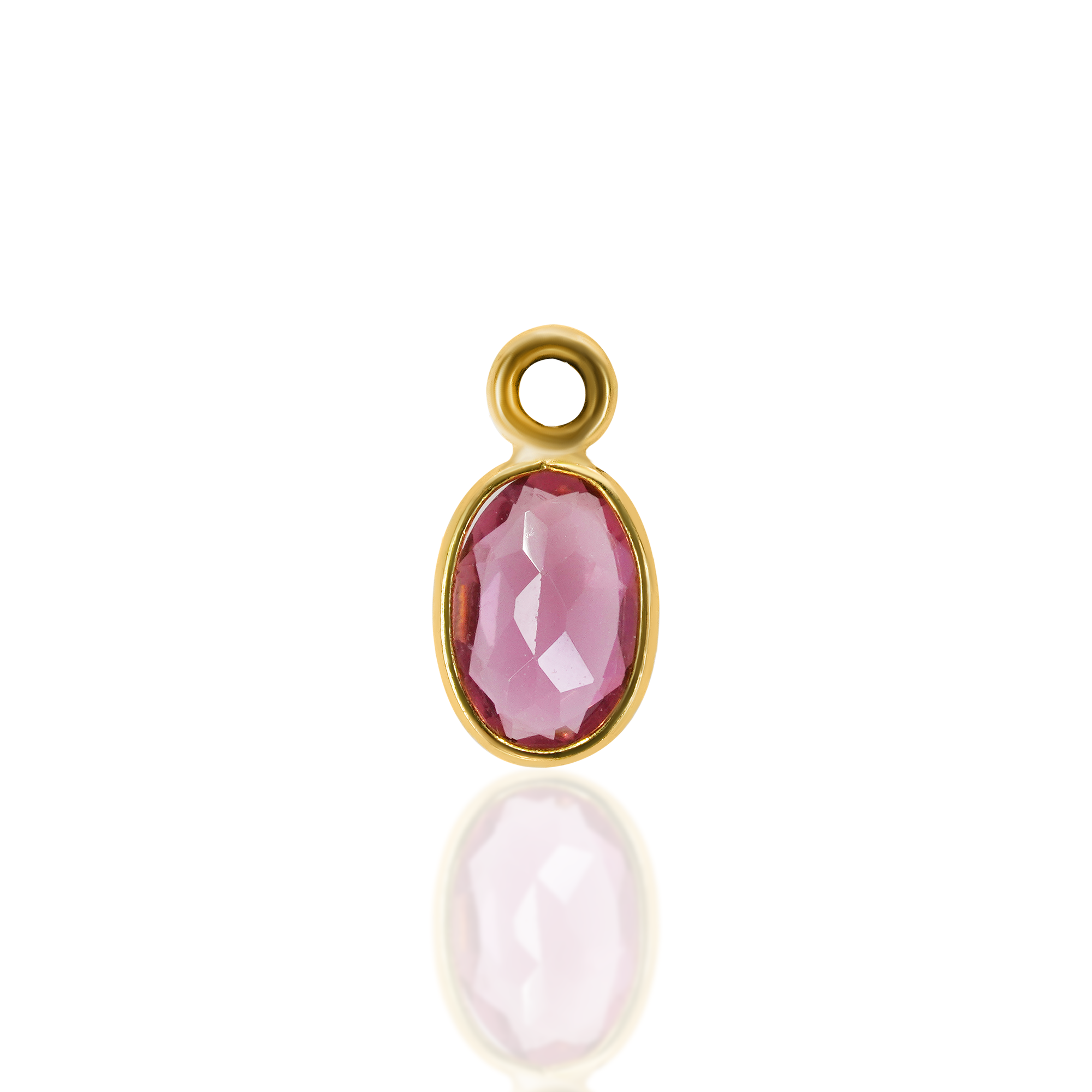 Small Pink Tourmaline Oval Dangle Charm