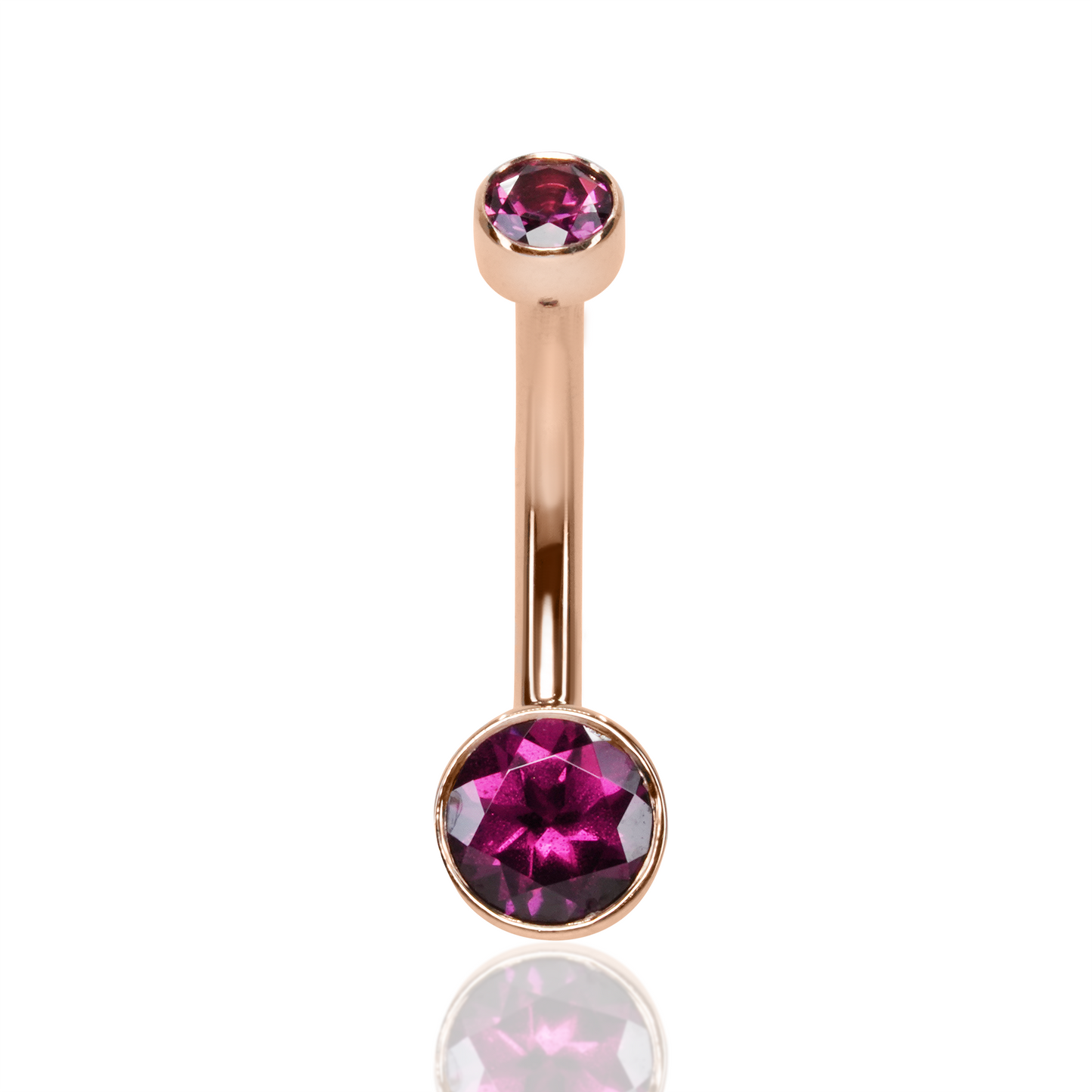 3mm-5mm Round Bezel Curved Barbell | 14 Gauge 3/8"