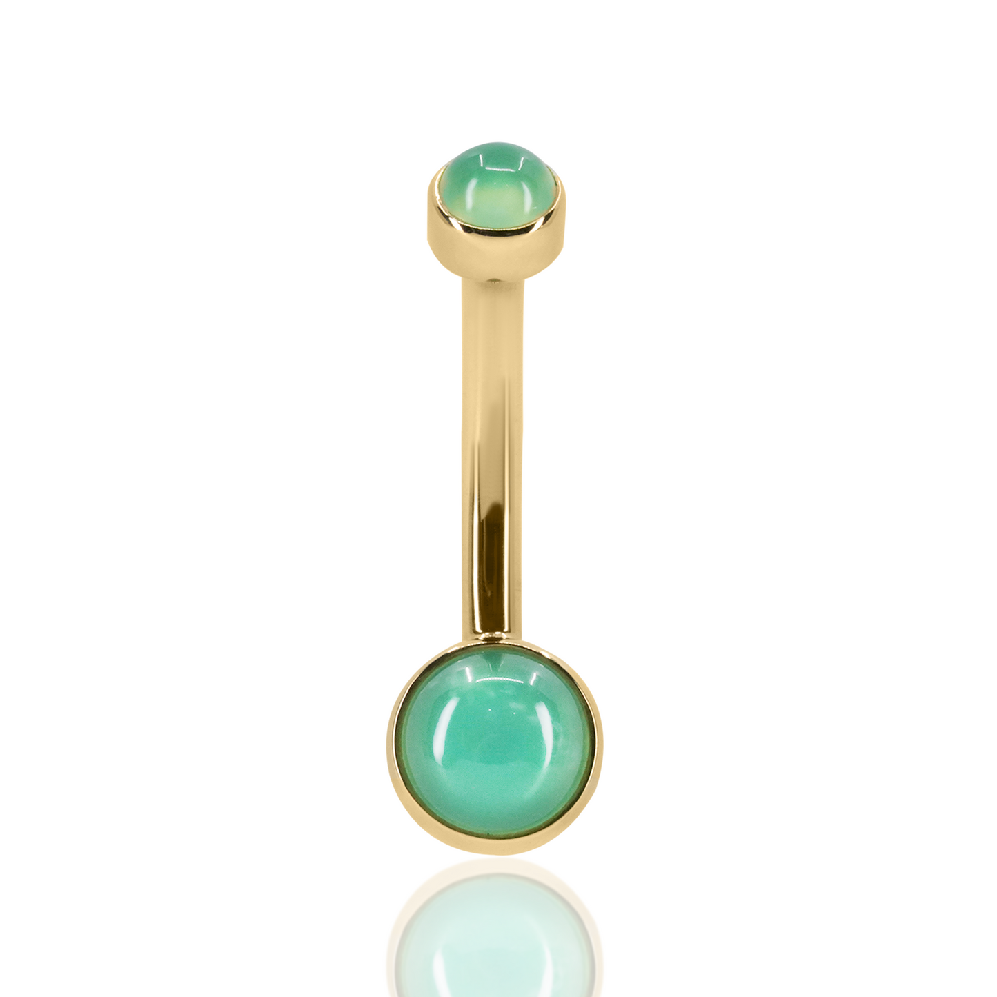 3mm-5mm Round Bezel Curved Barbell | 14 Gauge 3/8"