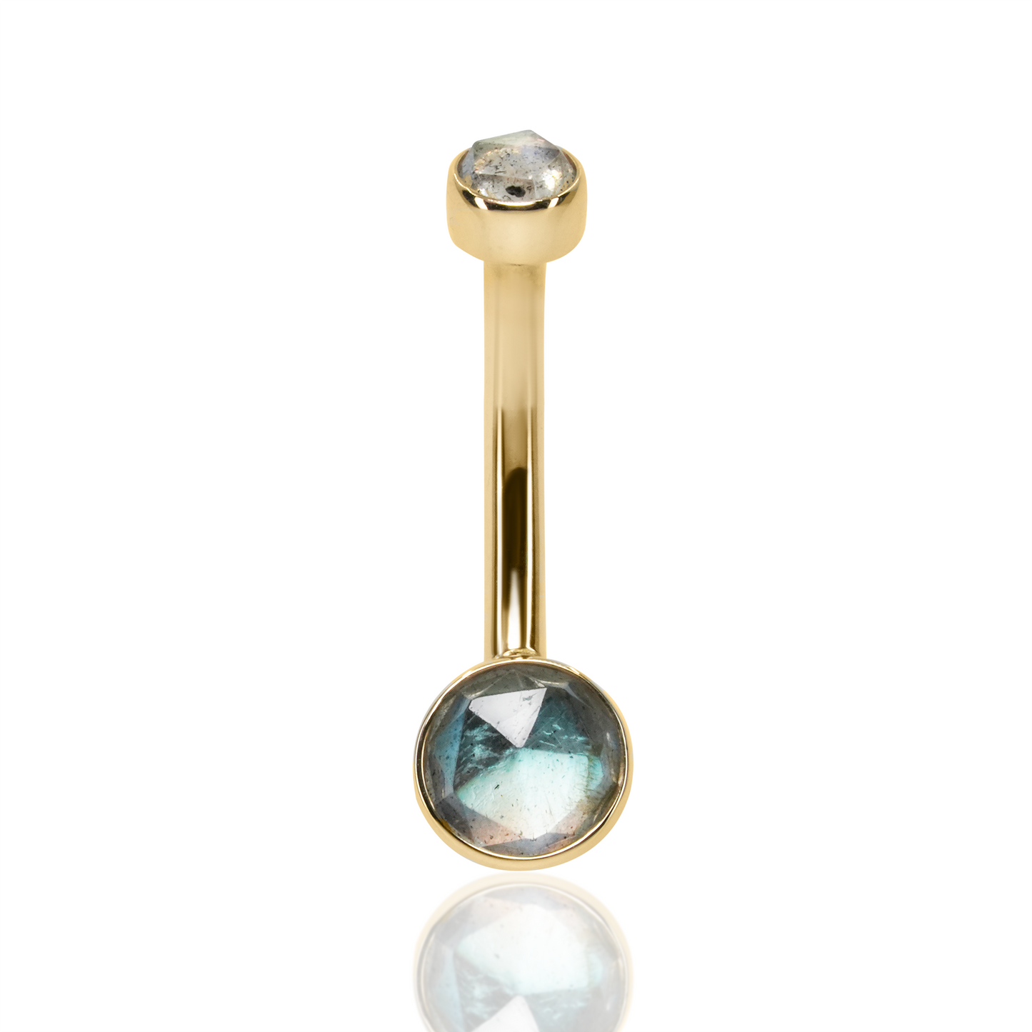 3mm-5mm Round Bezel Curved Barbell | 14 Gauge 3/8"