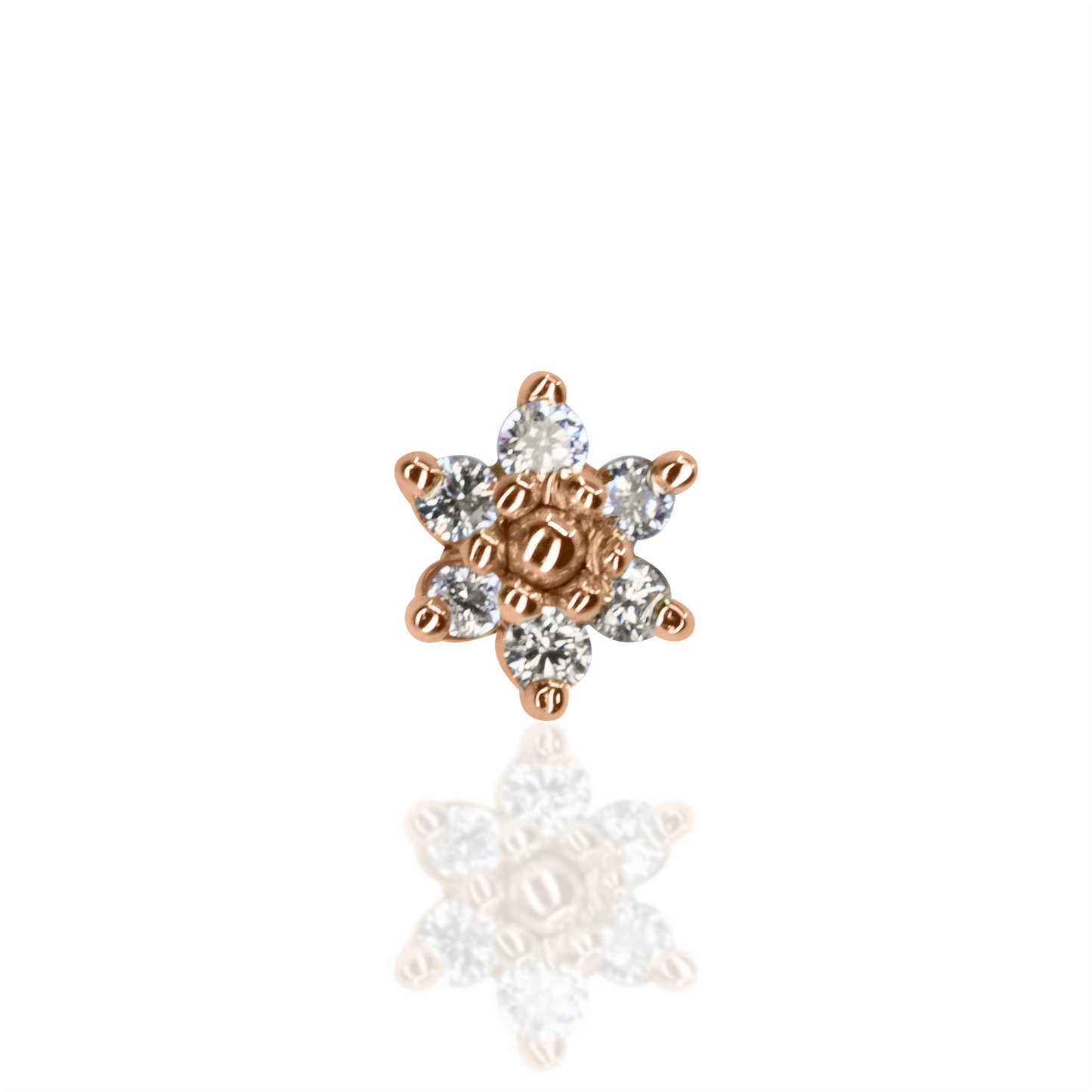 4mm Flower with White Diamond and Gold Bead Center Threadless End