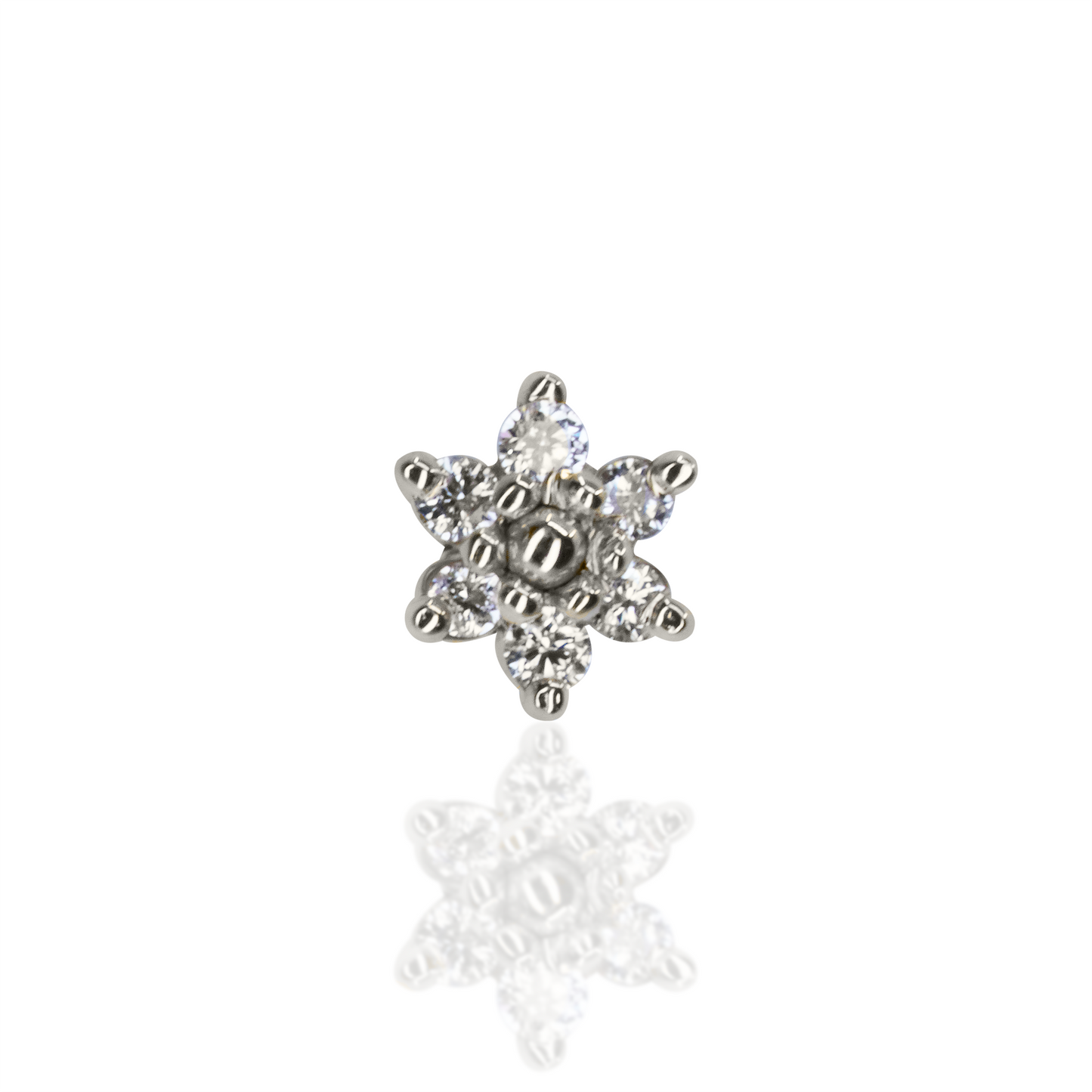 4mm Flower with White Diamond and Gold Bead Center Threadless End