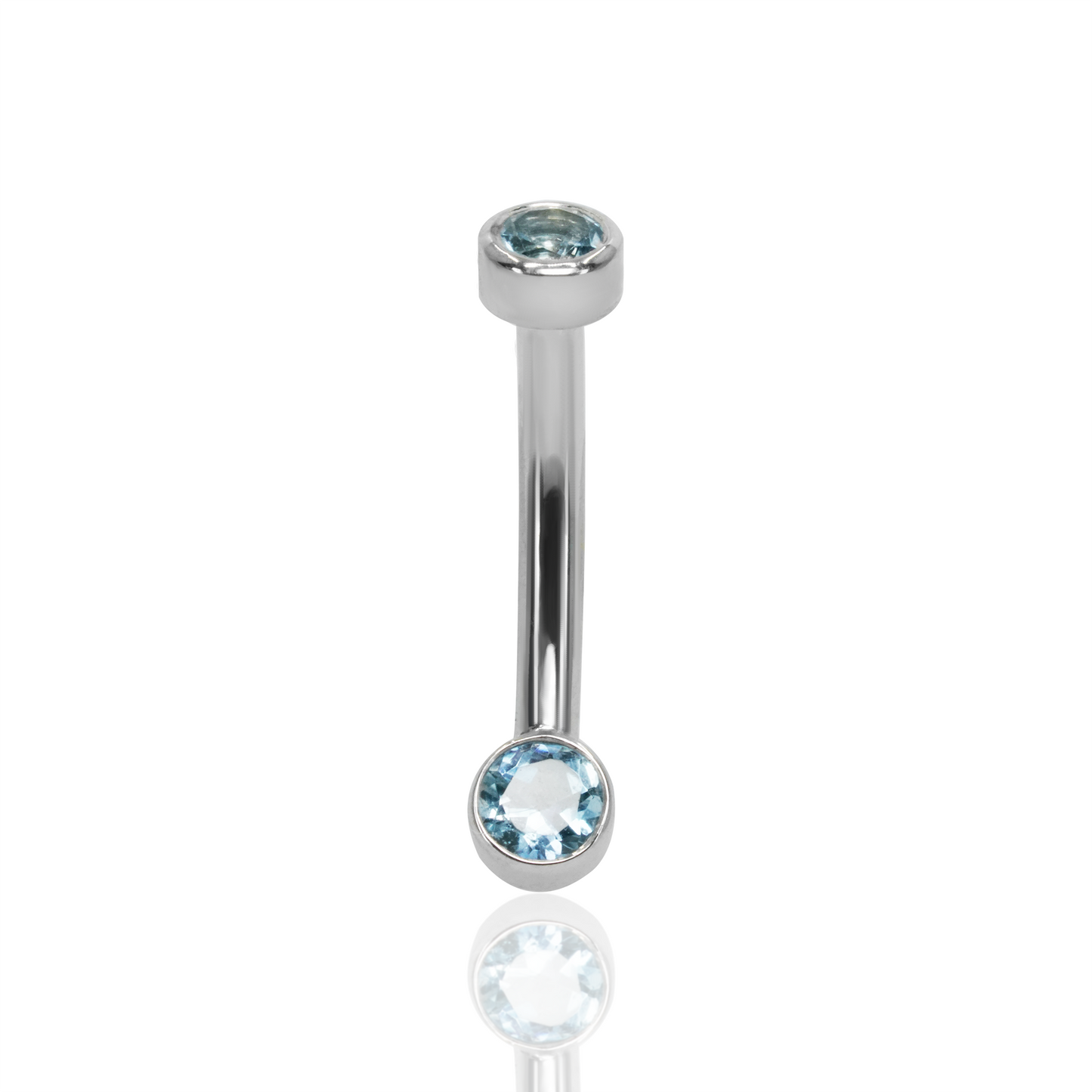 3mm Aquamarine Threaded Barbell | 14 Gauge, 3/8"