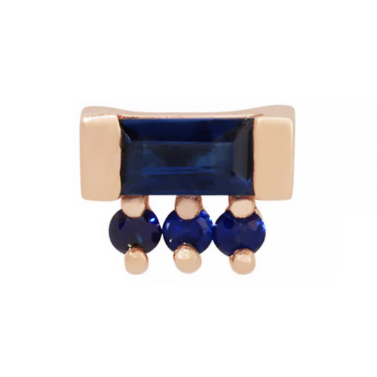 Baguette Sapphire 3 Dot Threadless End