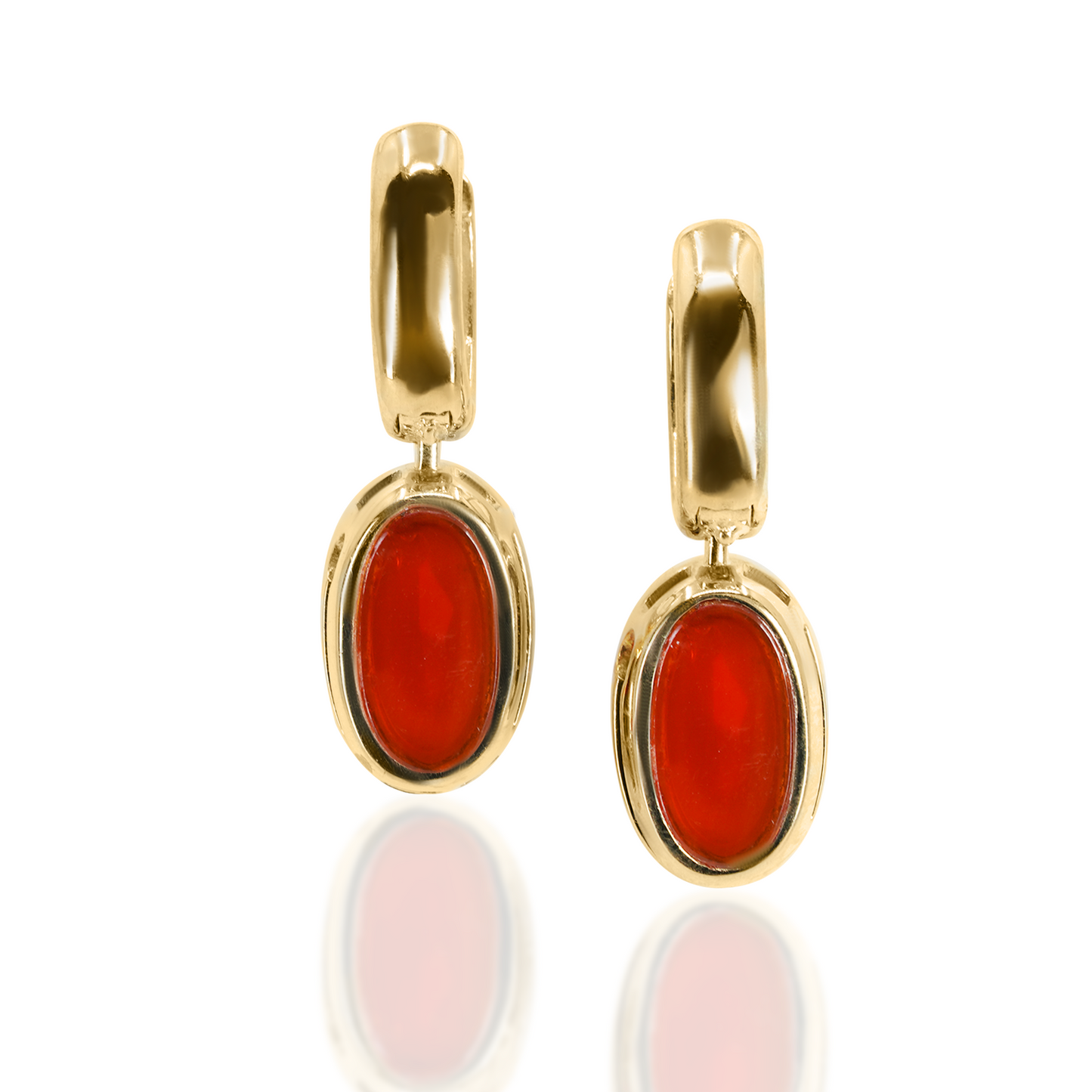 Marla Aaron Oval Lozenge with Rhodolite and Carnelian with Base - PAIR