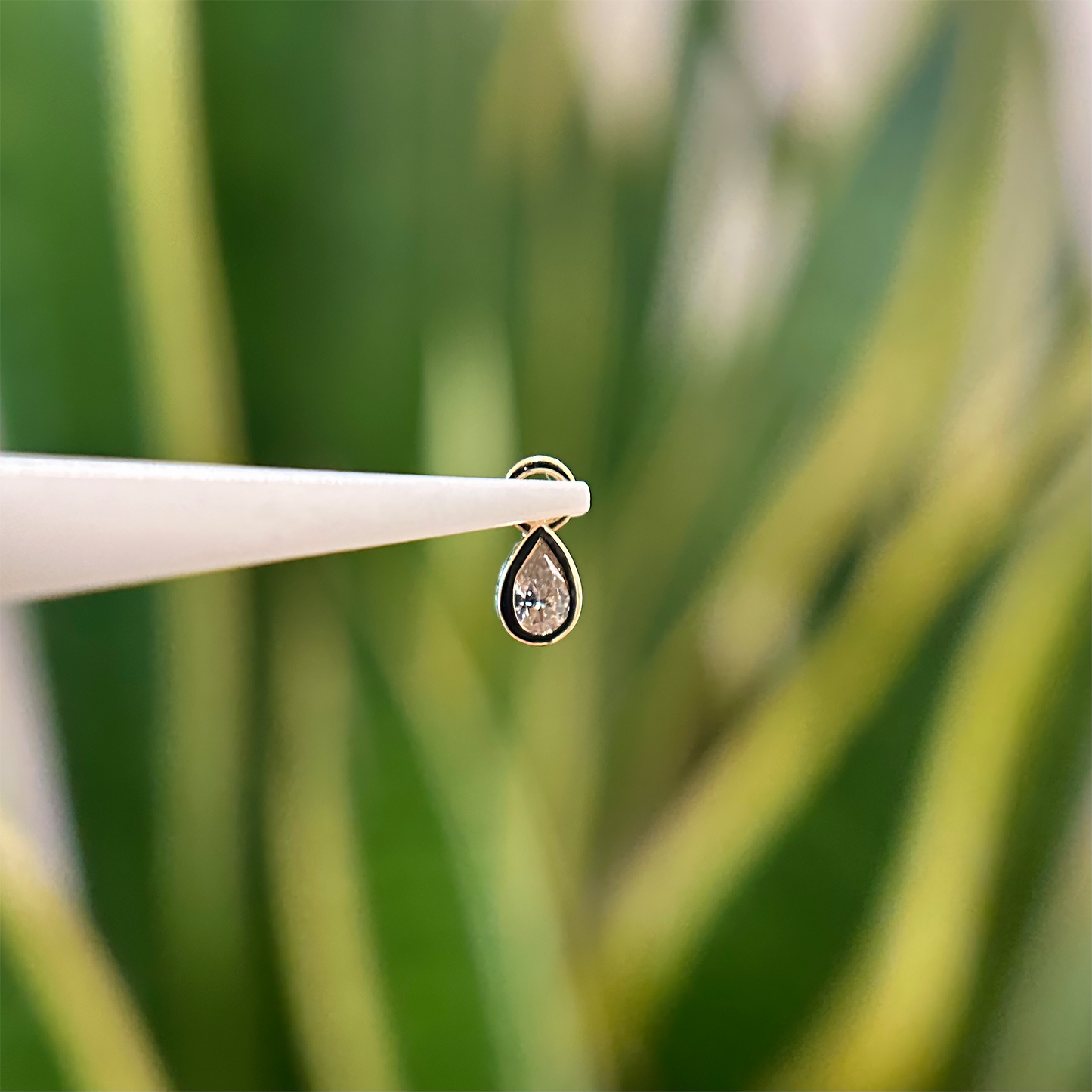 Mini Diamond Pear Bezel Charm