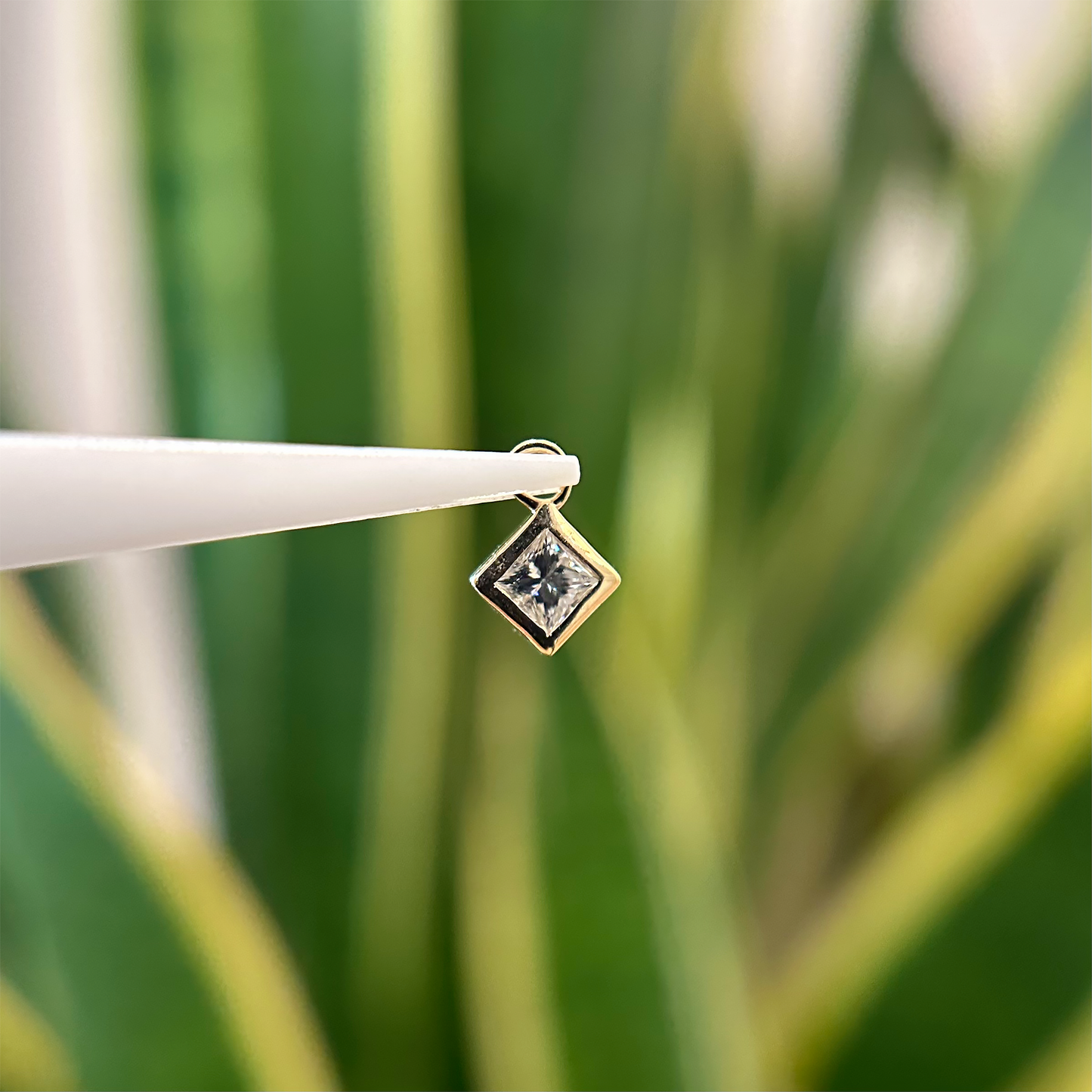 Princess Cut Diamond Bezel Charm