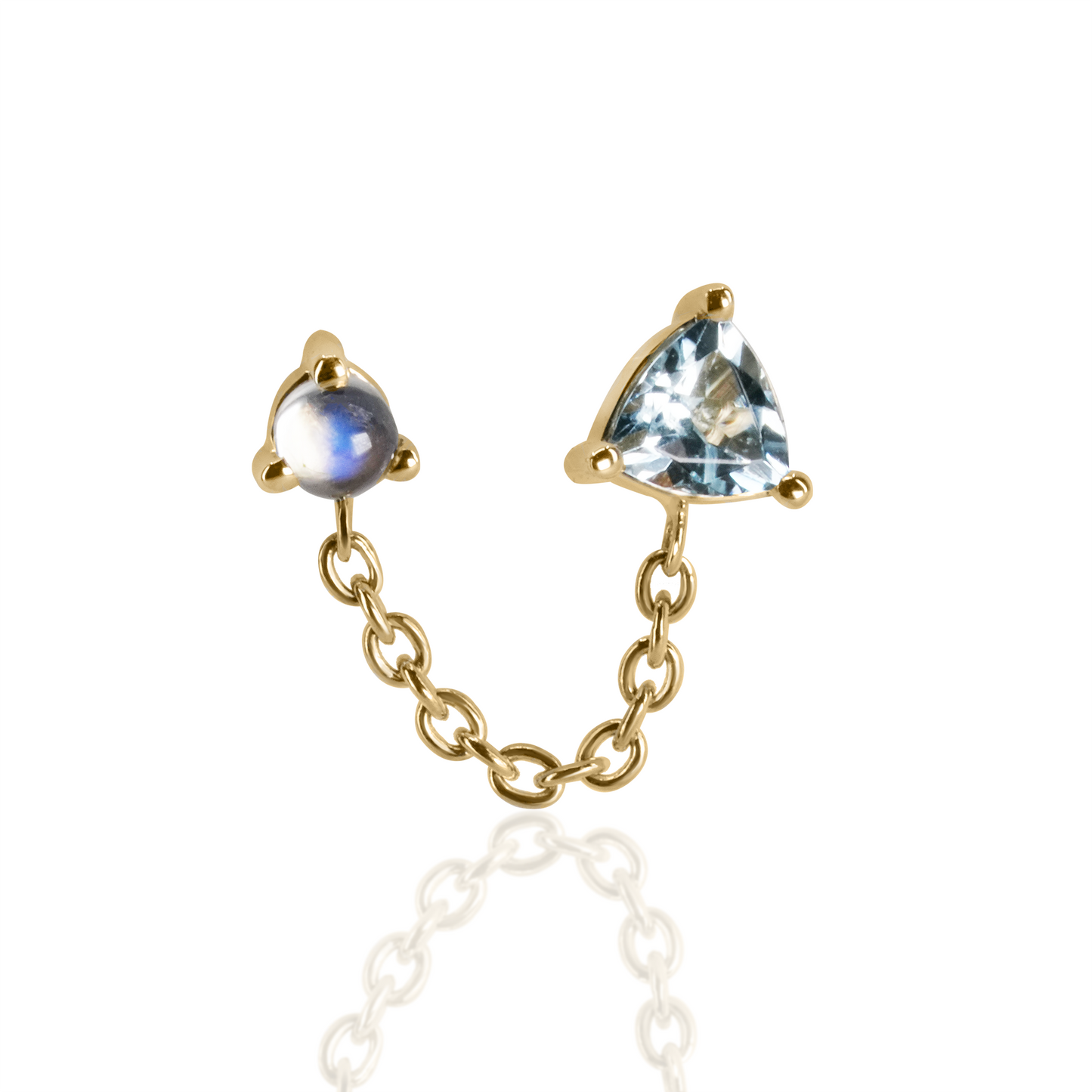 Gemini with Trillion Aquamarine and Moonstone Threadless End