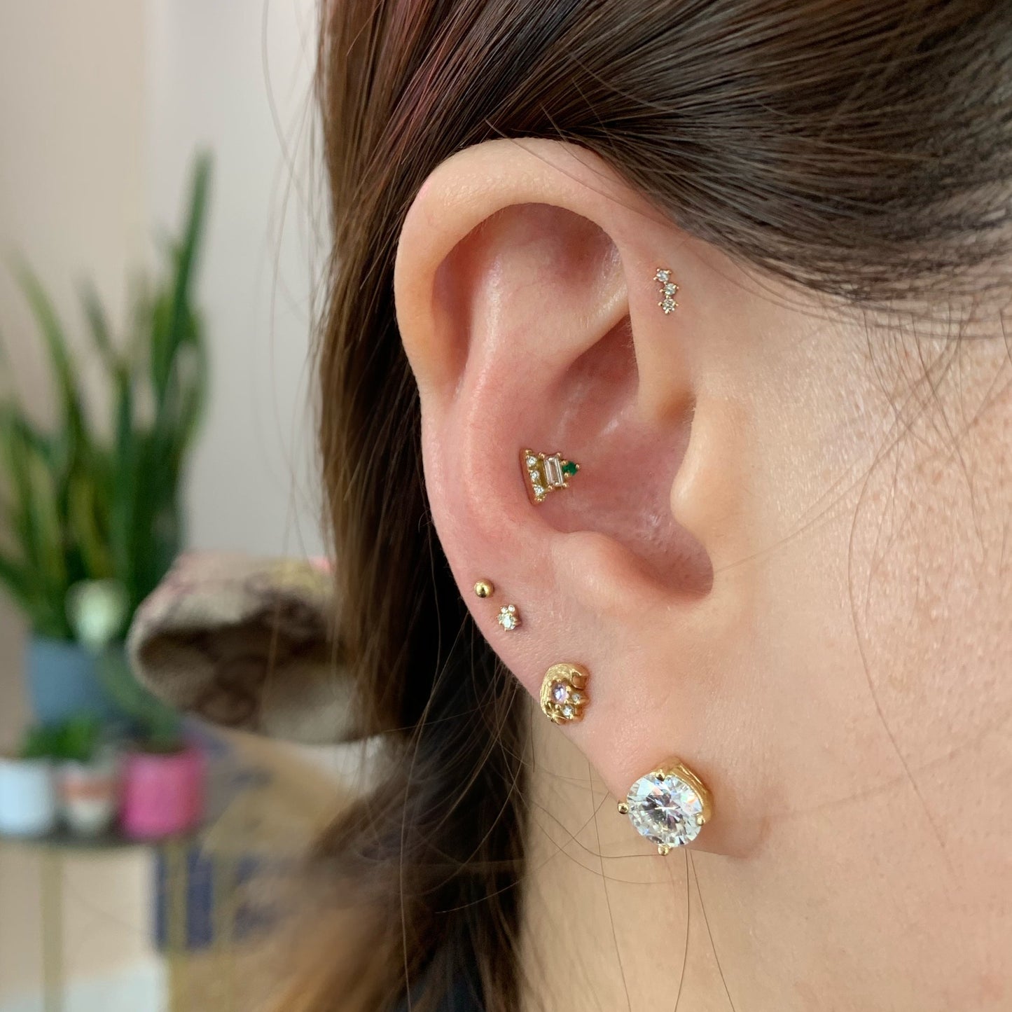 Potter's Pink with Pink Sapphire with Diamond Threaded End
