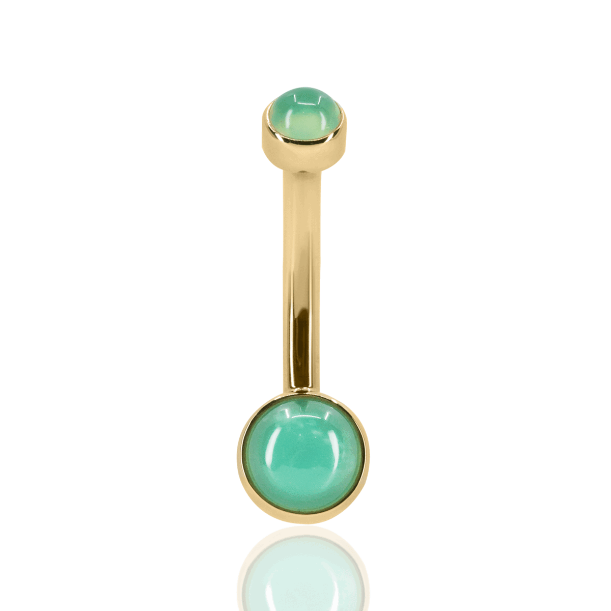 3mm-5mm Round Bezel Curved Barbell | 14 Gauge 3/8"