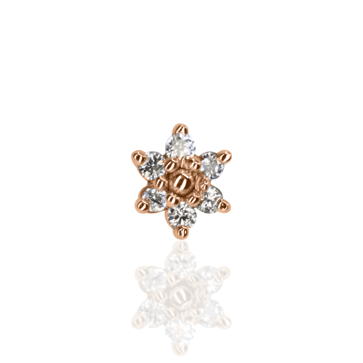 4mm Flower with White Diamond and Gold Bead Center Threadless End