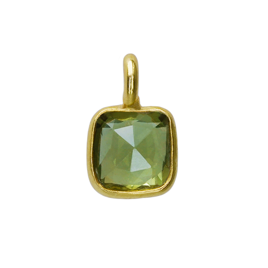 Square Green Sapphire Charm