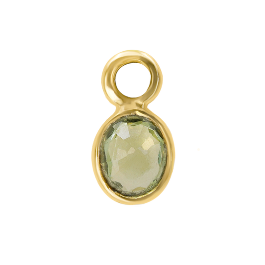 Tiny Oval Green Sapphire Charm