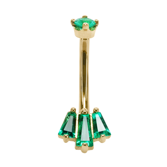 Oceane III Curved Barbell with Emeralds