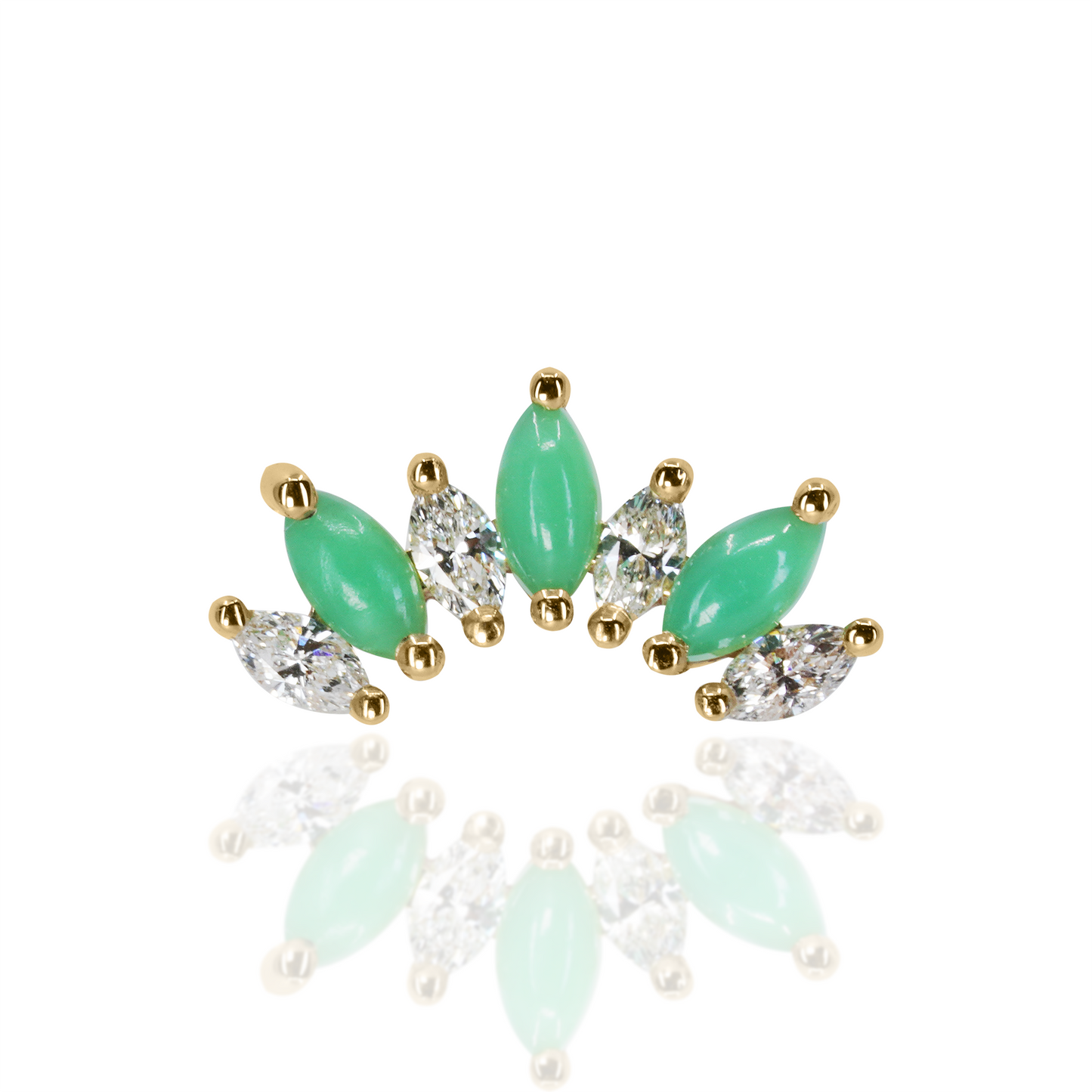 Athena with Chrysoprase and Diamonds Threaded End | 14 Gauge