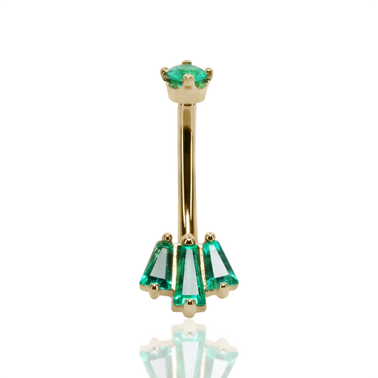 Oceane 3 Curved Barbell with Emerald | 16ga 5/16"