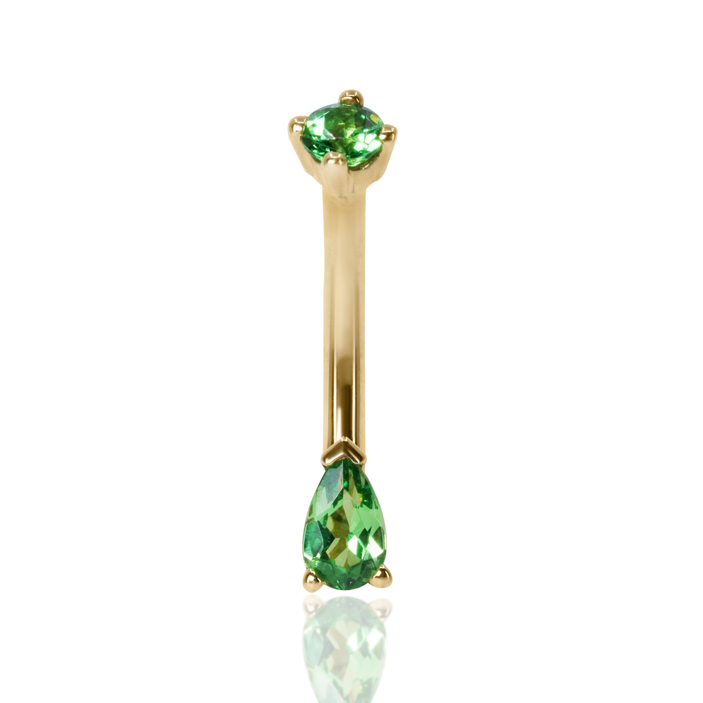 Gemstone Pear Prong Curved Barbell | 14 Gauge 3/8"