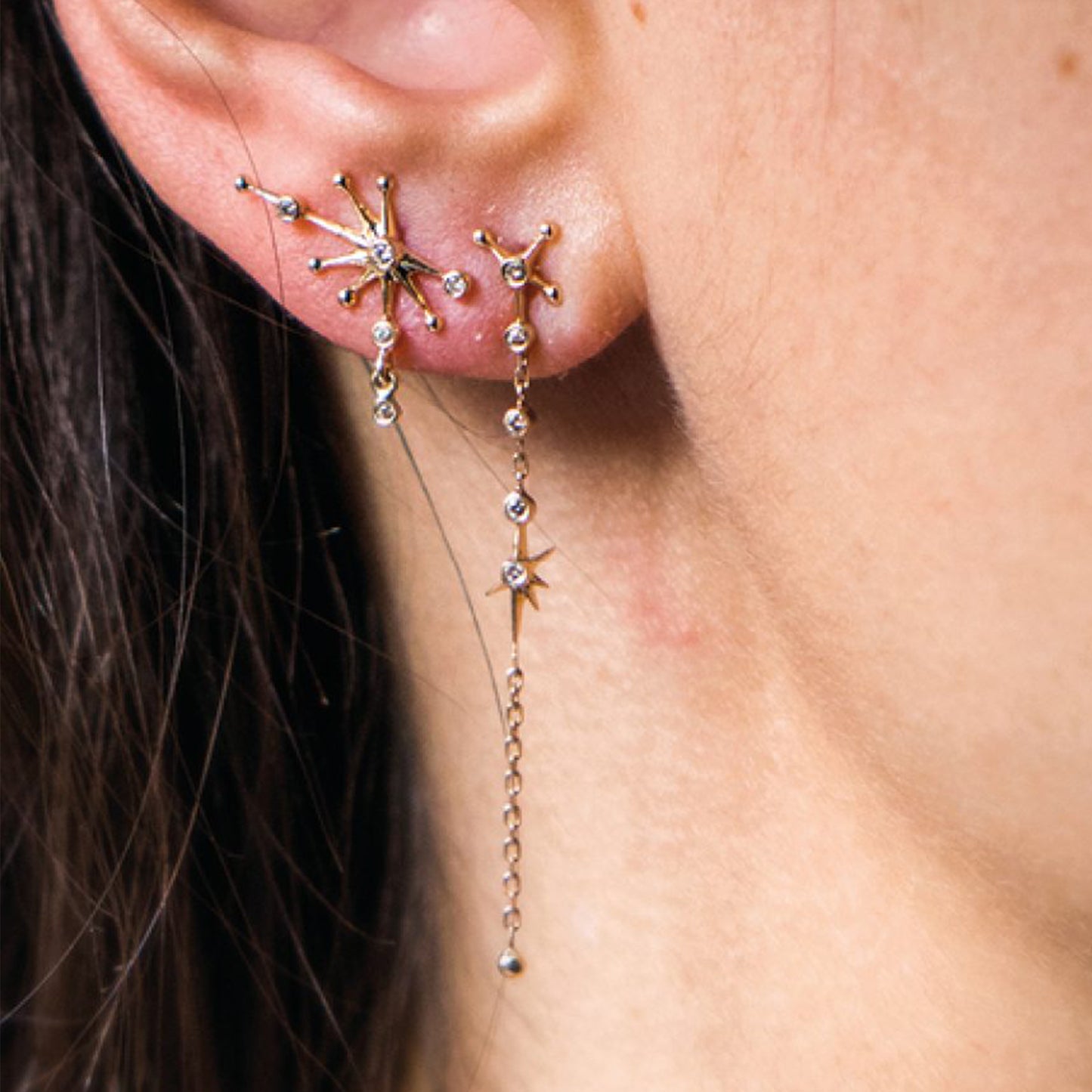 Long Diamond Constellation Earring