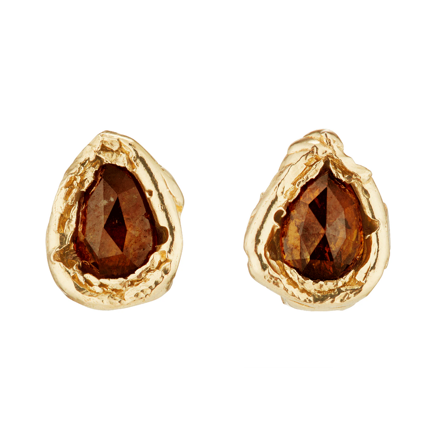 Organic Deep Orange Diamond Earrings