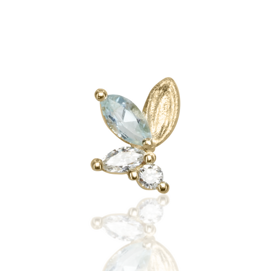 Monet's Lily Petals Threaded End with Diamond and Aquamarine