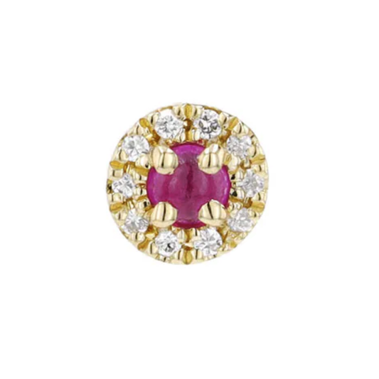 Ruby & Diamond Halo Threadless End