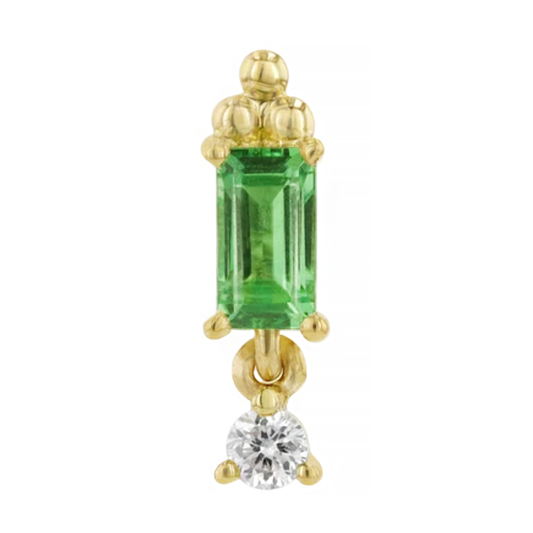 Tsavorite Bagutte & Diamond Dangle Threadles End