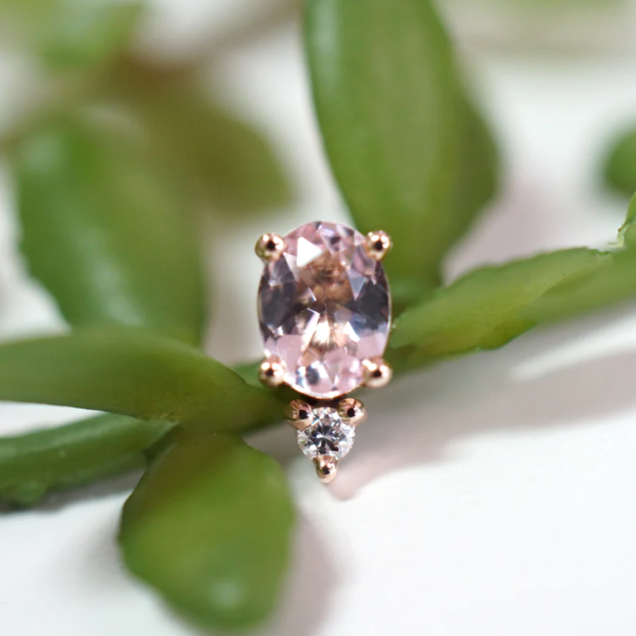 Pippa with Oval Morganite and Diamond Threadless End