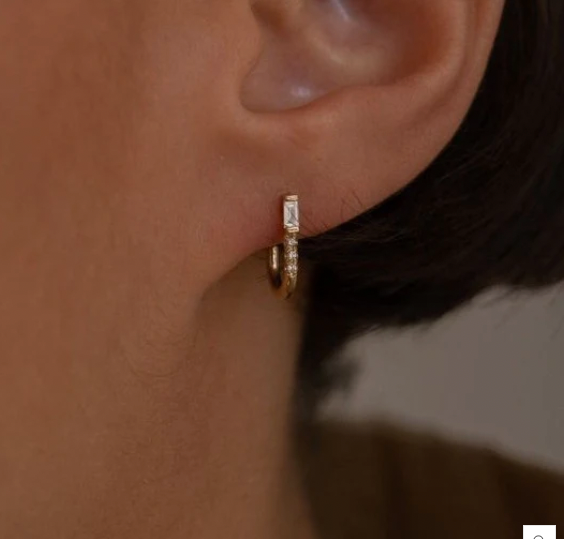 Diamond Baguette Equilibrium Hook Earring - PAIR