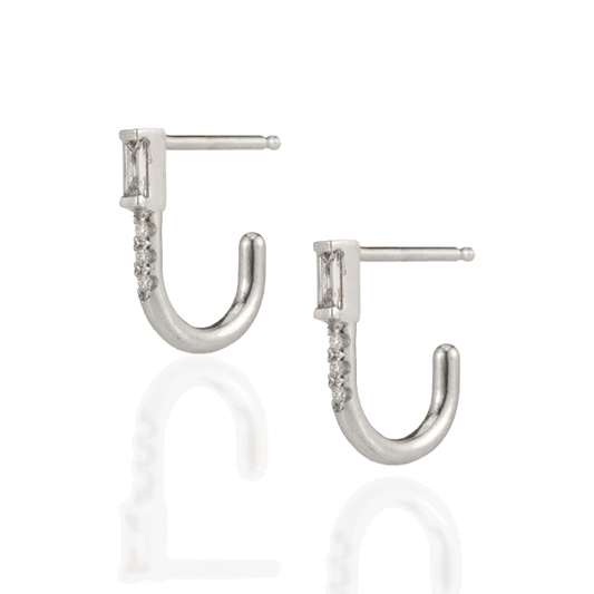 Diamond Baguette Equilibrium Hook Earring - PAIR