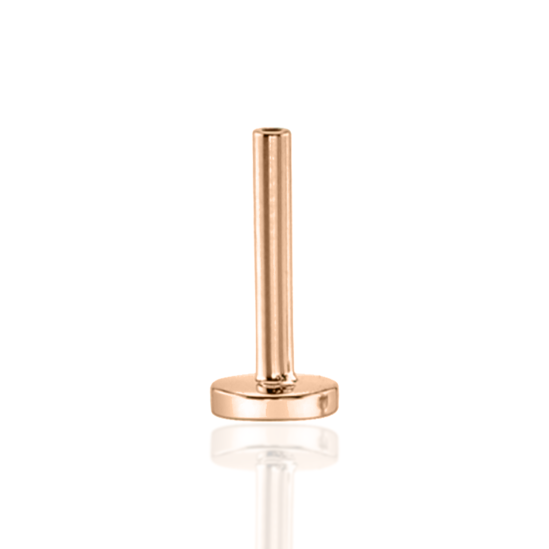 14K Solid Gold Threadless Labret Push Pin Compatible Flat Back Post 16 Gauge with 6mm Post Length (FOR Fresh & Healed Piercing)
