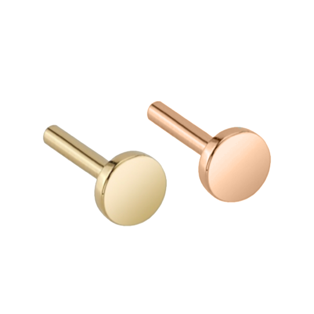 Gold Threadless Labret Post | 18 gauge, 3mm disc – So Gold Studios