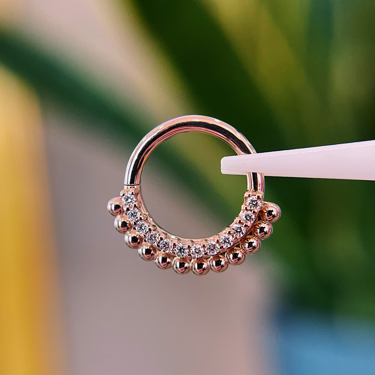 Aria Seam Ring with Diamonds | 16 Gauge, 5/16"