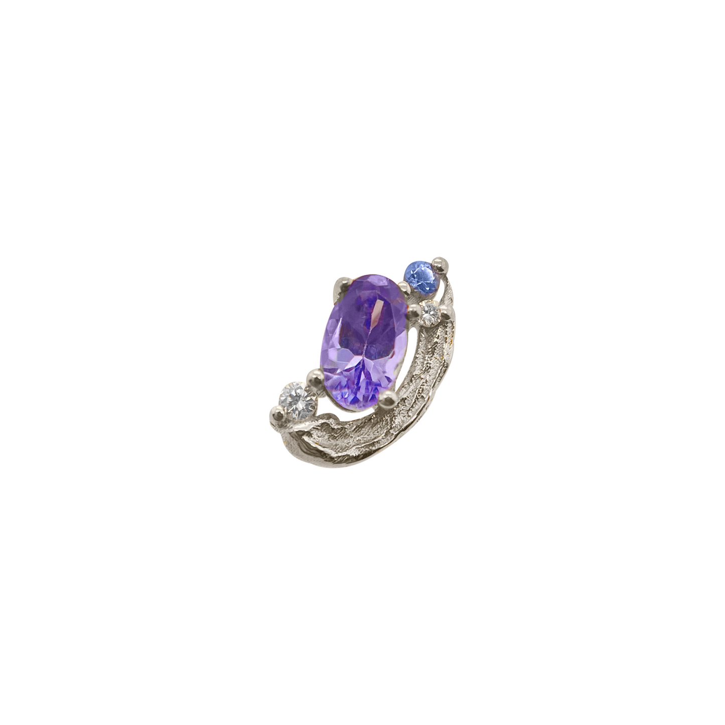 Periwinkle with Tanzanite, Diamond, and Blue Sapphire Threaded End